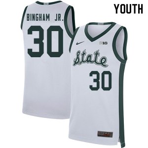 Youth Marcus Bingham Jr. Michigan State Spartans #30 Nike NCAA 2019-20 Retro White Authentic College Stitched Basketball Jersey AT50H66AI